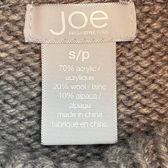 Joe Chunky Grey Sweater with Cowl Neck/Turtleneck and 3/4 Bell Sleeves, Size S - Picture 10 of 10